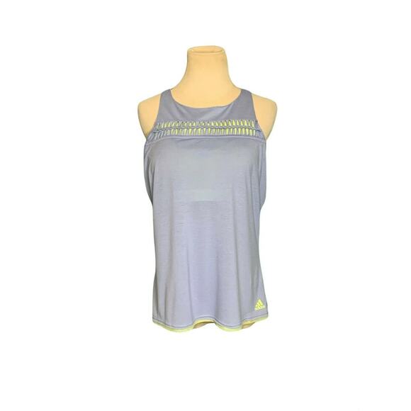 Adidas blue yellow build in bra athletic tank top size Large - Picture 5 of 7